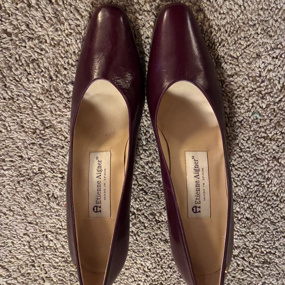 ETIENNE AIGNER Women's Brown/Wine Leather TAYLOR Classic Pumps - Size 7 1/2N M m